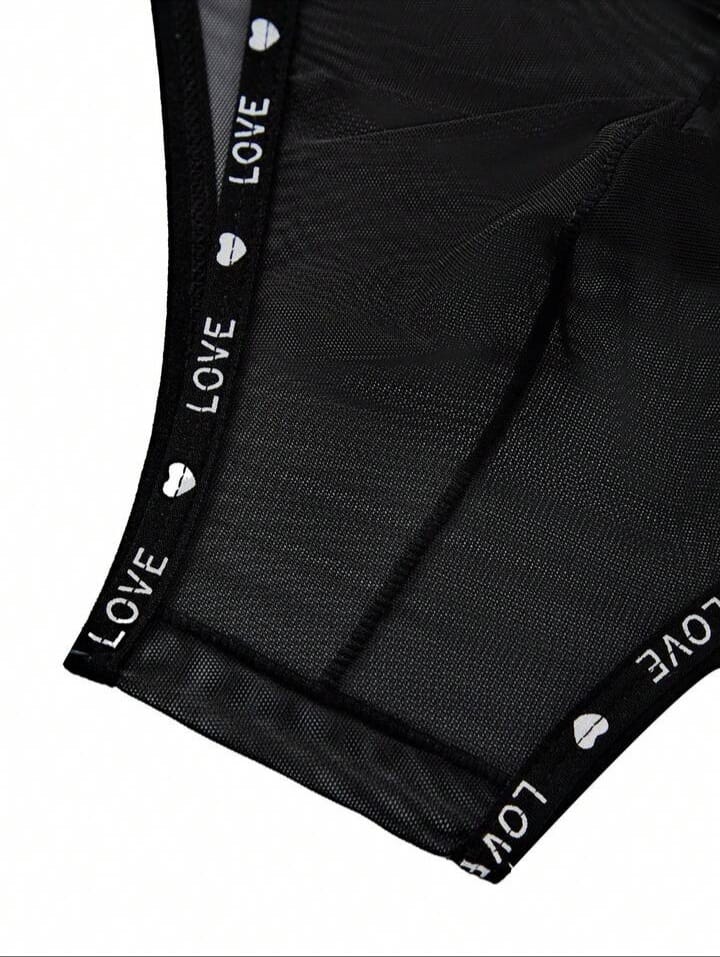 Men's Love Print Webbing 3d Pocket Underwear